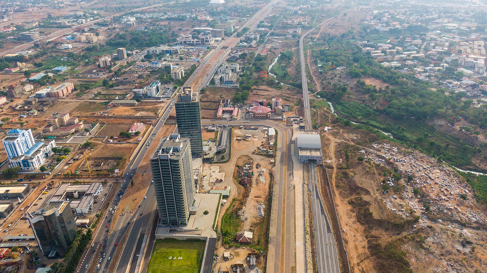 Aerial view of the Central Business District in Abuja, Nigeria